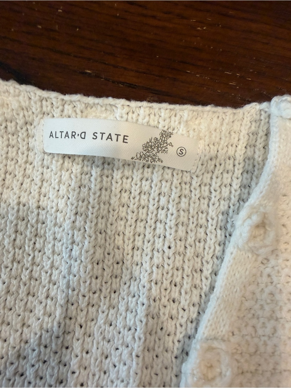 Altar'd State Cream Crochet Tie-Front Knit Tank - Picture 3 of 8
